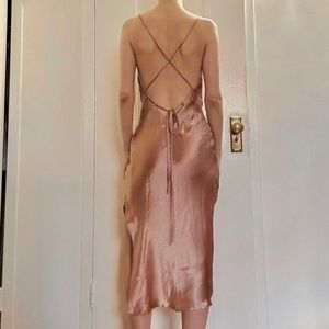 Slip dress, mid length & open back